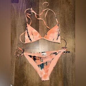 H&M Apricot and Black Tie-Dye Bikini